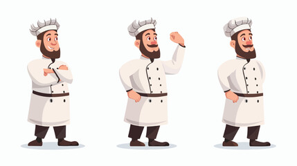 Chef character cartoon flat vector isolated on white