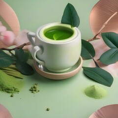 A steaming cup of matcha green tea2
