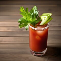 A spicy bloody mary cocktail with a celery stalk garnish4