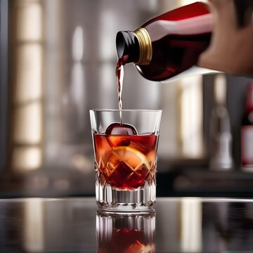 A classic manhattan cocktail with a cherry garnish5