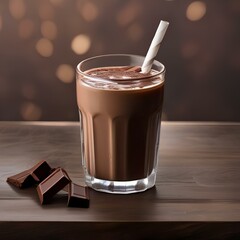 A glass of chocolate milk with a straw4