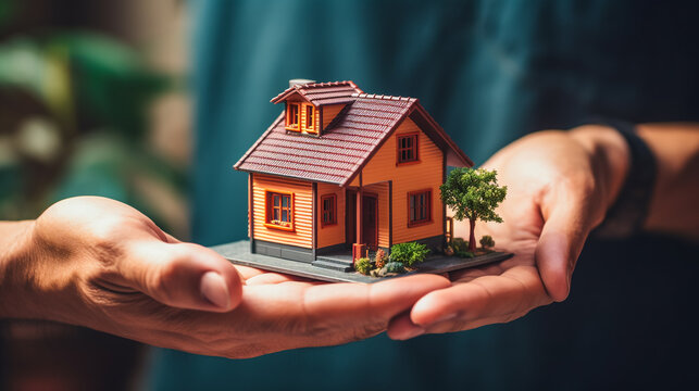 hand on miniature house