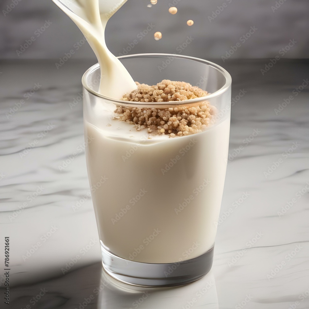 Canvas Prints A glass of creamy quinoa milk with a splash of vanilla2 - Canvas Prints