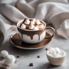 Obraz premium A cup of hot chocolate with marshmallows2