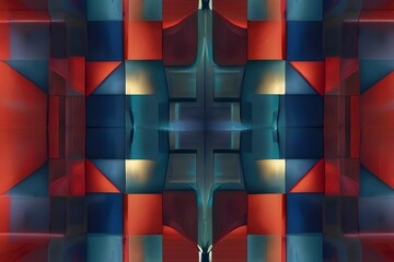 illustration of red and blue colored geometric shapes pattern representing abstract background Generative AI 