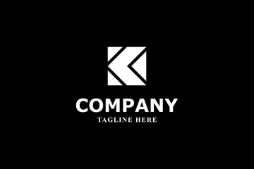 letter k and box with black background logo
