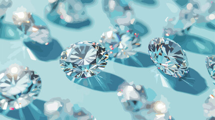 Classiccut diamonds on a blue background. 3d render