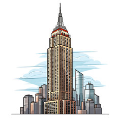 Empire State Building. Empire State Building hand-drawn comic illustration. Vector doodle style cartoon illustration