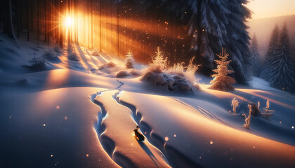 Twilight's Gentle Embrace Over a Snow-Blanketed Peaceful Landscape - 786922832