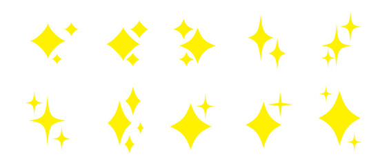 Twinkling stars vector set. Shiny sparks icon. Minimalist twinkle star shape symbols. Modern geometric elements, shining star icon set. Used in web , templates . Isolated on white background in eps 10