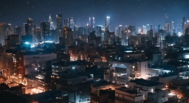 3d view of modern city in beautiful night