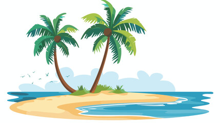 Fototapeta na wymiar Coconut tree summer beach colorful vector design flat