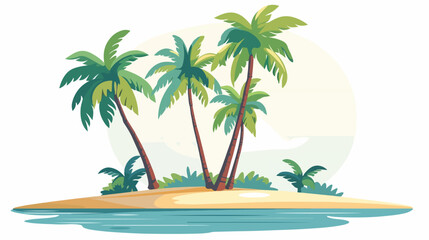Coconut tree summer beach colorful vector design flat