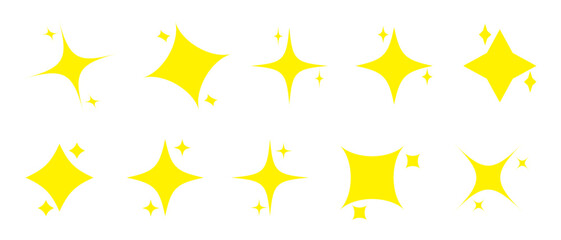 Sparkles, stars and bursts icons, twinkling stars. Vector set of different black sparkles icons. Used in web , templates . Isolated on white background in eps 10.