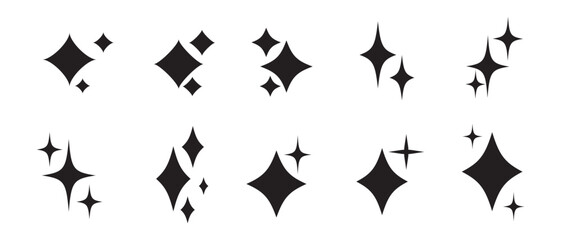 Star sparkle shine of doodle set. Star shine twinkle glow, spark glitter, magic party light vector illustration. Doodle sparkle elements. Used in web , templates ,isolated on white background&nbsp;in&nbsp;eps10