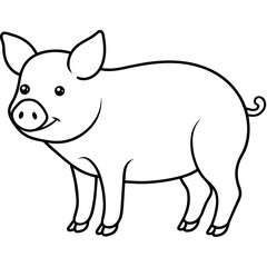 pig isolated mascot,pig silhouette,pig vector,icon,svg,characters,Holiday t shirt,black pig drawn trendy logo Vector illustration,pig line art on a white background