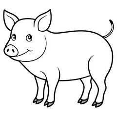 Fototapeta premium pig isolated mascot,pig silhouette,pig vector,icon,svg,characters,Holiday t shirt,black pig drawn trendy logo Vector illustration,pig line art on a white background