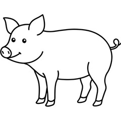 pig isolated mascot,pig silhouette,pig vector,icon,svg,characters,Holiday t shirt,black pig drawn trendy logo Vector illustration,pig line art on a white background