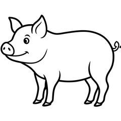 pig isolated mascot,pig silhouette,pig vector,icon,svg,characters,Holiday t shirt,black pig drawn trendy logo Vector illustration,pig line art on a white background