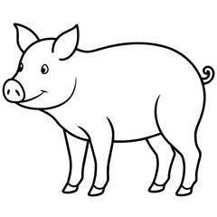pig isolated mascot,pig silhouette,pig vector,icon,svg,characters,Holiday t shirt,black pig drawn trendy logo Vector illustration,pig line art on a white background