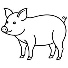 pig isolated mascot,pig silhouette,pig vector,icon,svg,characters,Holiday t shirt,black pig drawn trendy logo Vector illustration,pig line art on a white background