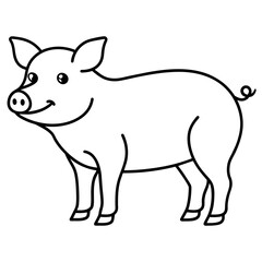 pig isolated mascot,pig silhouette,pig vector,icon,svg,characters,Holiday t shirt,black pig drawn trendy logo Vector illustration,pig line art on a white background