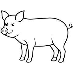 pig isolated mascot,pig silhouette,pig vector,icon,svg,characters,Holiday t shirt,black pig drawn trendy logo Vector illustration,pig line art on a white background