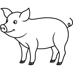 pig isolated mascot,pig silhouette,pig vector,icon,svg,characters,Holiday t shirt,black pig drawn trendy logo Vector illustration,pig line art on a white background