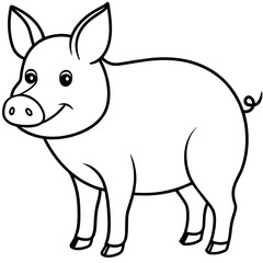 pig isolated mascot,pig silhouette,pig vector,icon,svg,characters,Holiday t shirt,black pig drawn trendy logo Vector illustration,pig line art on a white background