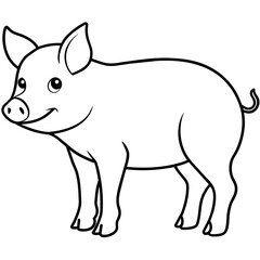 pig isolated mascot,pig silhouette,pig vector,icon,svg,characters,Holiday t shirt,black pig drawn trendy logo Vector illustration,pig line art on a white background