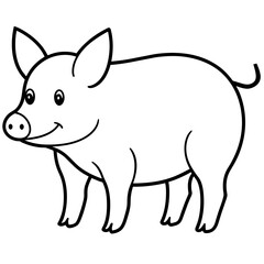 pig isolated mascot,pig silhouette,pig vector,icon,svg,characters,Holiday t shirt,black pig drawn trendy logo Vector illustration,pig line art on a white background