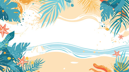 Fototapeta na wymiar Colorful summer holiday beach panoramic banner vector