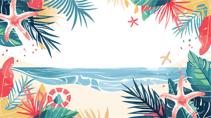 Fototapeta na wymiar Colorful summer holiday beach panoramic banner vector