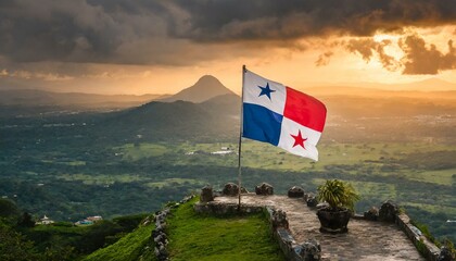The Flag of Panama On The Mountain.