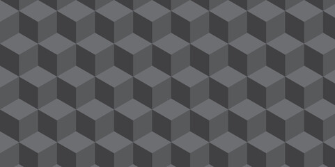 Wall and grid rectangular Minimal geometric rectangle technology black and gray background from cubes and lines. Geometric seamless pattern cube. Cubes mosaic shape vector design.	

