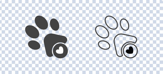 pet paw print dog cat Heart icon, Animal love symbol paw print with heart, Vector illustration © Pixora