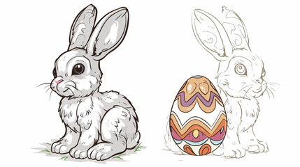 Coloring for adults.Happy Easter. Cute Easter bunny d