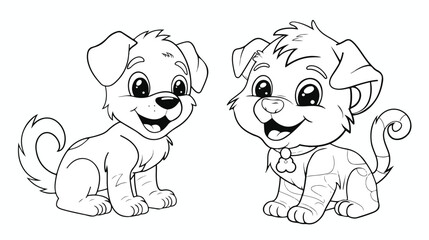 Obraz na płótnie Canvas Coloring pages for childrens with funny animals happy