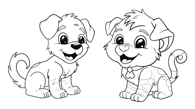 Coloring pages for childrens with funny animals happy