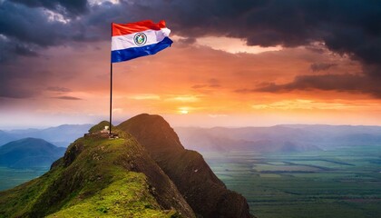 The Flag of Paraguay New Guinea On The Mountain.