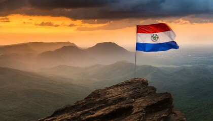 The Flag of Paraguay New Guinea On The Mountain.