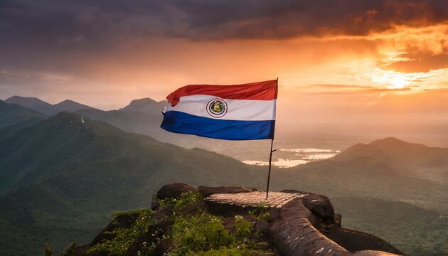 The Flag of Paraguay New Guinea On The Mountain.