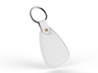Keychain mock up on isolated white background for branding, 3d illustration.