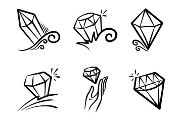 Hand drawn doodle diamond, gems icon, vector illustration.