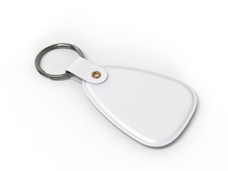 Keychain mock up on isolated white background for branding, 3d illustration.