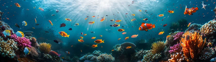 Poster Vibrant Coral Reef Ecosystem Underwater © bajita111122