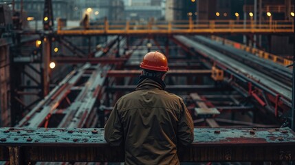 Steelworker in Hardhat in an Industrial Environment. Energy or Construction Industry Concept.