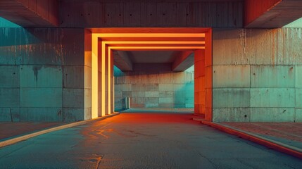 Modern Contemporary Interior with Beautiful Lighting. Minimalist Interior Design Background.