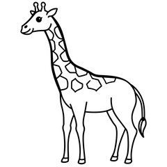 Obraz premium giraffe isolated mascot,giraffe silhouette,giraffe vector,icon,svg,characters,Holiday t shirt,black giraffe drawn trendy logo Vector illustration,giraffe line art on a white background