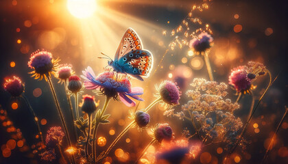 Fairy's Secret Garden: A Magical Encounter with a Butterfly - 786929041